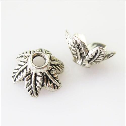 35 New Connectors 6Leaf - Flower Tibetan Silver End Bead Caps 11mm