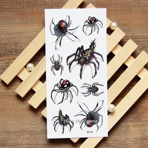 3D Spider Tattoo Decals Body Art Decal Spider Waterproof Paper Temporary Tattoo #004