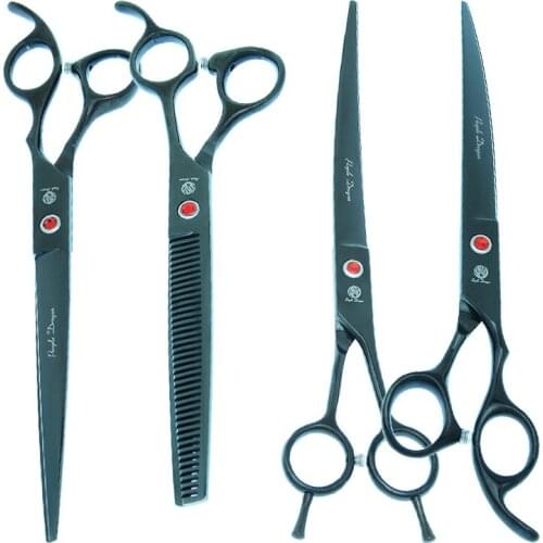 8.0" Professional Pet Scissors Comb Japan 440C Purple Dragon Dog Grooming Shears Animal Straight&Thinning&Curved Scissors B0044B