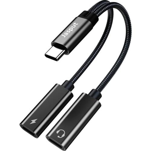 UPMELY 2 In 1 Usb Type C To 3.5MM Jack Adapter 32bit/384khz Hifi DAC Aux Audio Splitter for Samsung S21 Note 20 Ultra Pixel 5