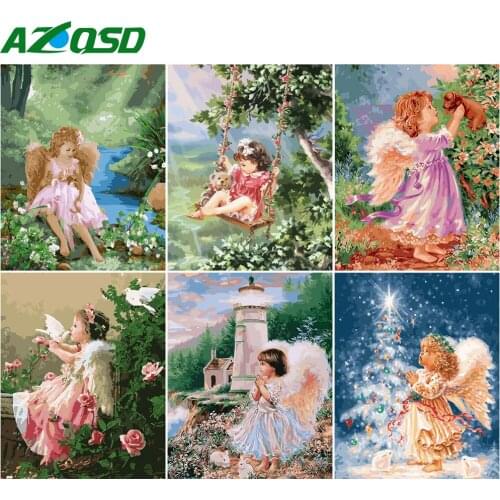 AZQSD DIY Coloring By Numbers Portrait Home Bedroom Wall Artwork 40x50cm Adult Painting By Numbers Angel Handpainted Gift