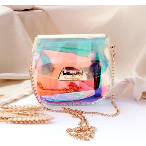 B185 NEW fashion Jelly transparent Colorful pvc laser girl Crossbody bag DIY Handle Kits Material package Not finished