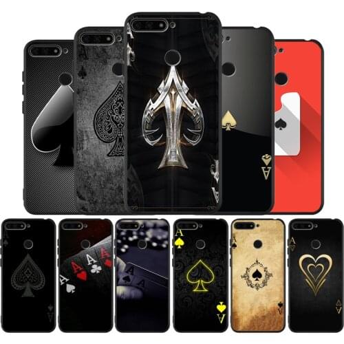 Ace Family Poker black Silicone Phone Case For Huawei honor 30 20 Pro 8 8X 9 10 20 Lite Mate 10 20 30 Lite Pro cover