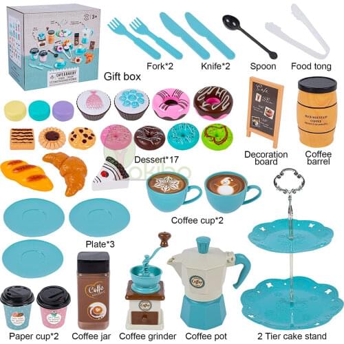 Kids Coffee Machine Toy Set Kitchen Toys Simulation Food Toaster Bread Coffee Cake Pretend Play Game Toys For Children 1 2 3 Old