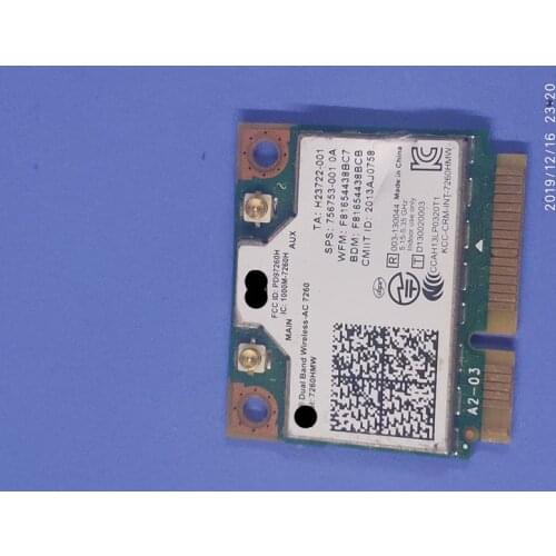 For Hp 710661-001 756753-001 784639-005 Intel Dual Band Wireless-ac 7260 7260hmw Half Mini Pcie Pci-express Wlan Wifi TESED OK