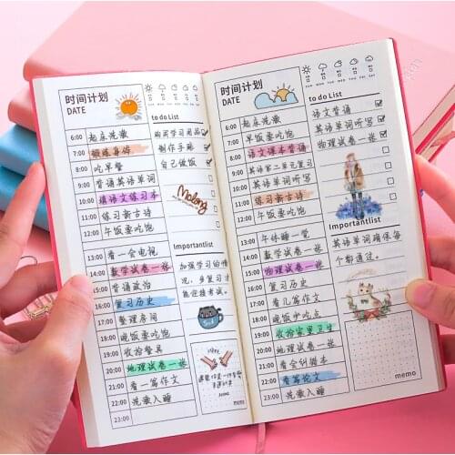 Daily Weekly Planner Agenda Notebook 200 Page 80gsm 3.9x6.9inch Goals Habit Schedules Stationery Office School Supplies