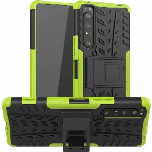 Hybrid For Sony Xperia 1 II Hard Case + Tempered Glass Armor Heavy Duty Stand Protection Xperia 10 II Silicon Cover