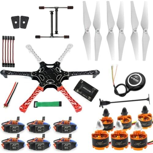 F550 Hexacopter Frame kit w/ APM2.8 Flight control 7M GPS 2212 920KV 30A ESC Flysky FS-i6 TX For RC Drone