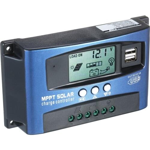 MPPT Solar Charge Controller 30A 40A 50A 60A 100A Solar Charger Regulator 12V 24V Auto Dual USB LCD Display Load Discharger