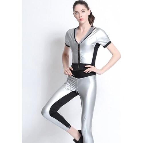 Stretch Metallic Jacket Fashionable Fitness Yoga Jacket Spanx Sweaty Fitness Clothes Silver Coated Elastic Crop Top Fashionable