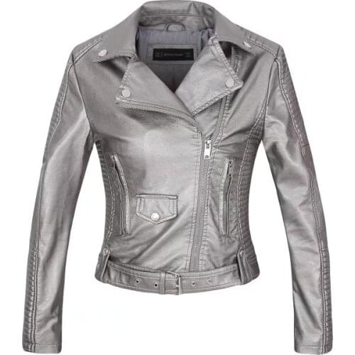 Faux leather PU Jacket Women Spring Autumn Fashion Motorcycle Jacket Black faux leather coats Outerwear coat HOT