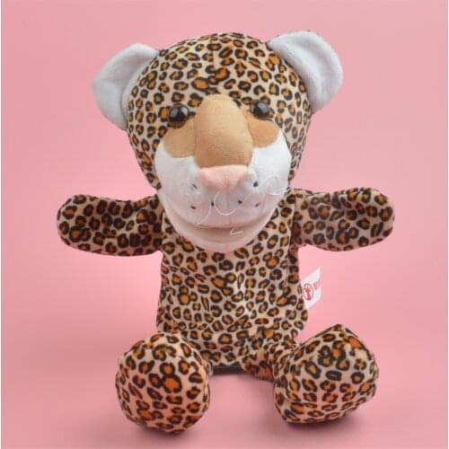 25-30cm cute plush toy lovely cartoon animal spotty leopard soft hand puppet baby tell story birthday Christmas gift