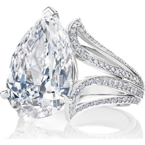 Fashion Water Drop White Zircon Ring for Women New Simple Party Engagement Wedding Fashion Rings Jewelry Accessories