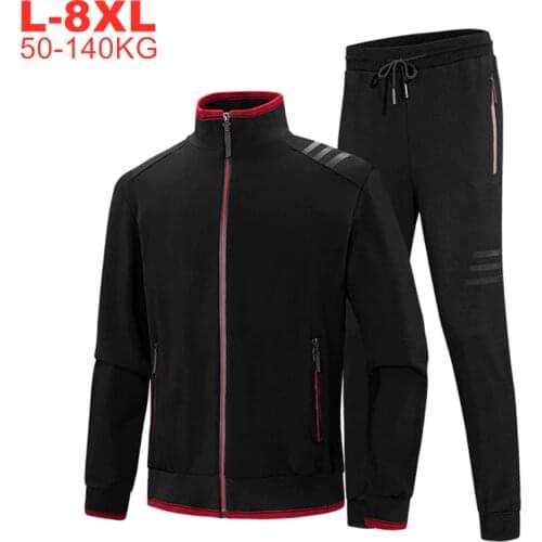 Mens Tracksuit Extra Large Size 9xl Mens Sets Autumn Winter 2 Pieces Sweatsuit Men Plus Size Jacket Pants Track Suits Male