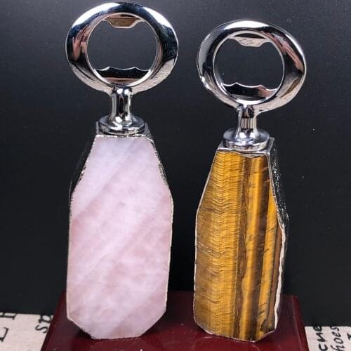 Natural Pink Rose Quartz Crystal Multi Function Can Beer Bottle Opener Decoration