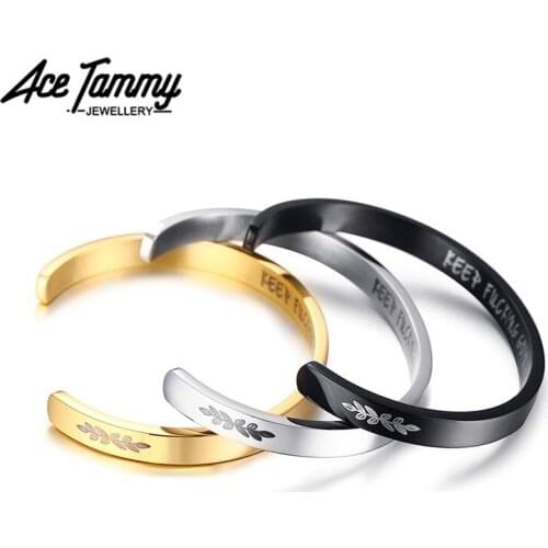 New 6MM Wholesale Bracelet English Engraved Titanium Steel Open Bangle for Lovers