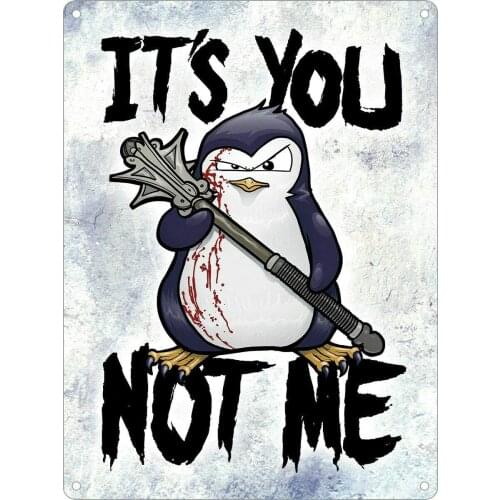 Penguin Vintage Style Metal Sign Iron Painting for Indoor & Outdoor Home Bar Coffee Kitchen Wall Decor 8 X 12 Inch