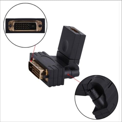 90 180 Degree Rotation DVI 24+1 to HDMI Convert For 1080P TV Projector Gold Plated DVI-D Male to Type A Female Adapter Connector