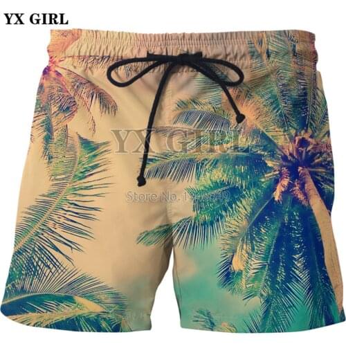YX GIRL Drop shipping 2018 summer New style Fashion Shorts Palm tree/flowers 3D Print Men/Women Casual shorts