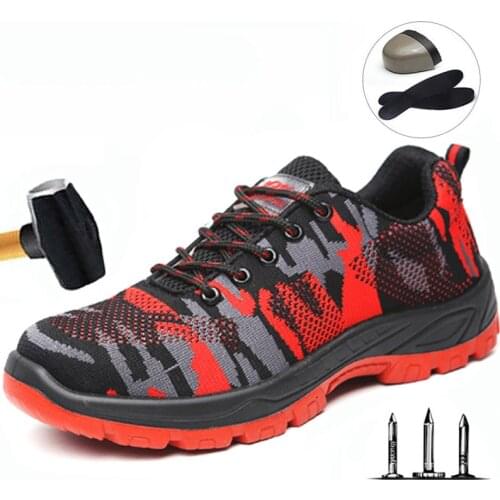 Labor Insurance Shoes Mens Anti-Puncture Anti-Puncture Camouflage Labor Insurance Shoes Wear Breathable Casual Safety Shoes