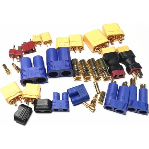 XT30 XT60 XT60H XT90 EC2 EC3 EC5 EC8 T Plug 3.5mm Banana Battery Connector Set Male Female Gold Plated Banana Plug for RC Parts