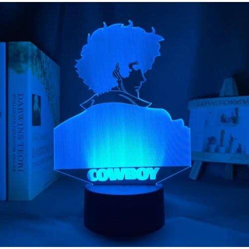 Led Light Anime Cowboy Bebop Spike Spiegel for Kids Bedroom Decor Night Light Brithday Gift Room 3d Lamp Cowboy Bebop Manga