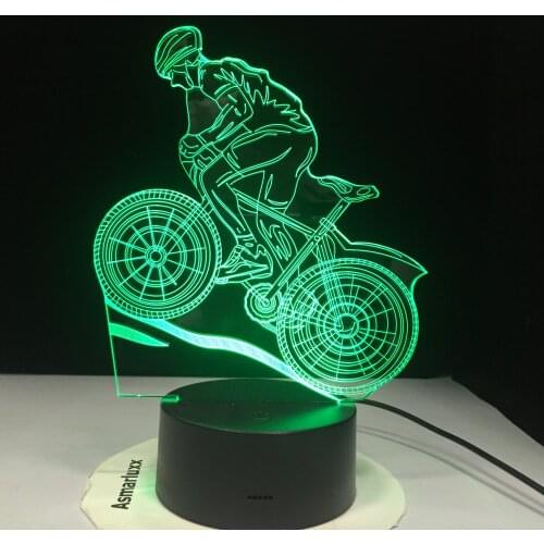 Bicycle Racer 3D LED Night Light with 7 Colors Light for Home Decoration Lamp Friends Kids Office Light AW-824