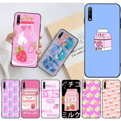 YJZFDYRM Kawaii Japanese Strawberry Milk food Shell Phone Case For Huawei Nova 6se 7 7pro 7se honor 7A 8A 7C Prime2019