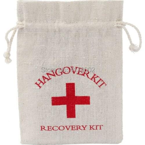 Hangover Kit Wedding Souvenirs Holder Bag 4"x6" Cotton Gift First Aid Gift Bags Party Favors For a Holiday Hand Made
