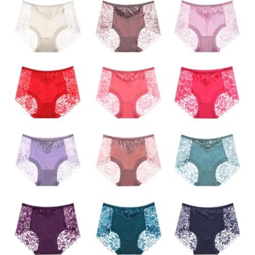 Sexy Lace Panties Women Underwear Briefs Nylon Silk for Ladies Bikini Transparent Lingerie M L XL XXL XXXL