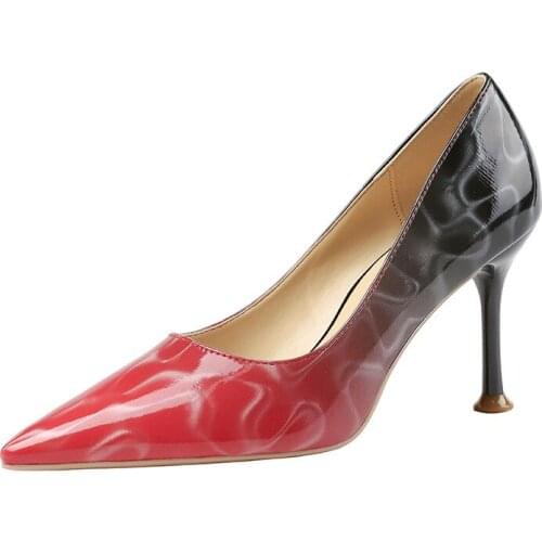 8.5CM PUMPS 2020 Korean version Fashion tip Asakuchi High heels Color matching Fine heel Temperament womens shoes
