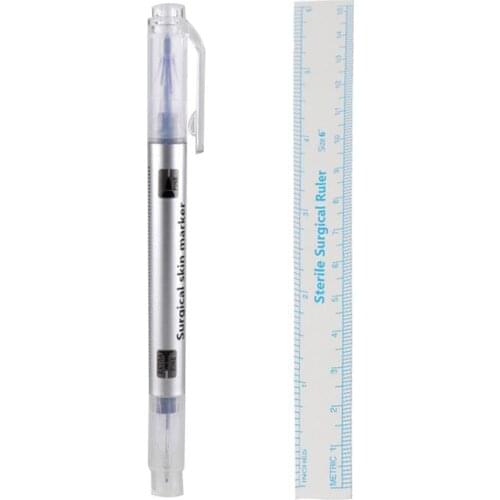 1 Set Microblading Semi Permanent Makeup Surgical Skin Marker Eyebrow Tattoo Marking Pen Measure Ruler Tattoo Skin Scribe Tool