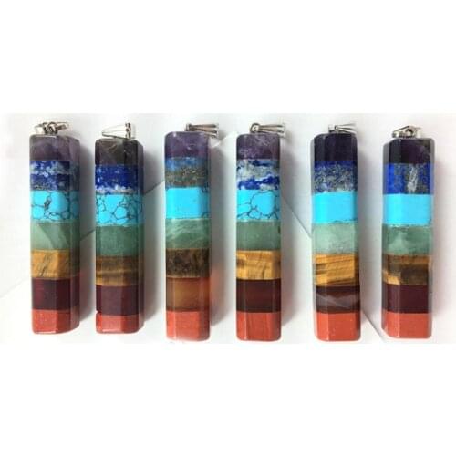 12 pcs 7 Chakra Natural Stones Pendants Necklace Reiki Druzy Healing Jewelry Pendulum Amulet Meditation Crystal for Men Women