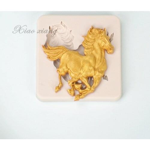 3D Horse Silicone Mold Kitchen Resin Baking Tools Pastry Cake Fondant Moulds Horse Chocolate Lace Decoration Tools M1031