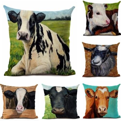 45cm*45cm Design of cattle linen cotton pillow case sofa cushion cover animal pattern square decorative pillow cover