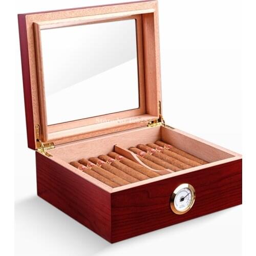 50PCS Large capacity cedar wood cigar box humidor cigar box solid wood moisturizing constant humidity cigar box