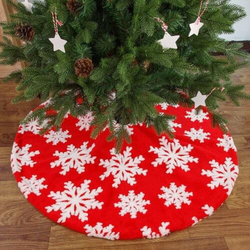 90/122CM Christmas Tree Skirt Plush Faux Fur Carpet Xmas Snow Embroider Floor Mat Ornaments New Year Christmas Tree Decor
