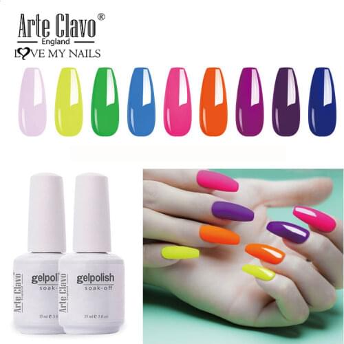 Arte Clavo 15ml Fluorescent Color Nail Gel Polish Fashion Long Lasting Nail Art Manicure LED Soak Off Neon Nail Lacqure Polish