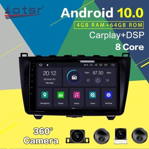 Android 10.0 PX6 Car Radio GPS Navigation For Mazda 6 2008-2012 Multimedia Player Auto Audio Stereo Head Unit 360 Camera DSP 2K