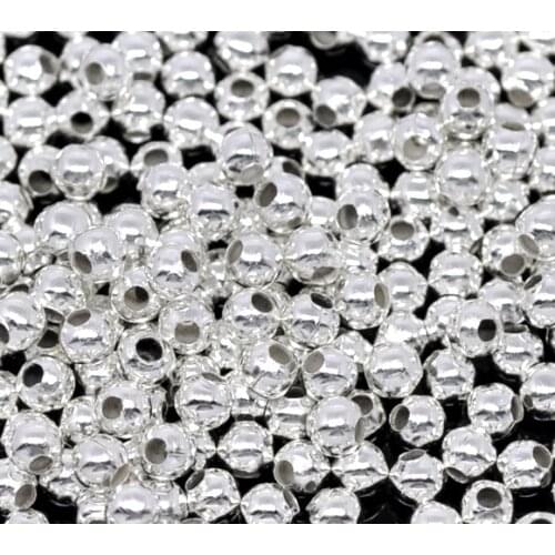 Free Shipping 1000pcs Silver Plated Smooth Ball Spacer Beads 3mm Dia. Jewelry Findings