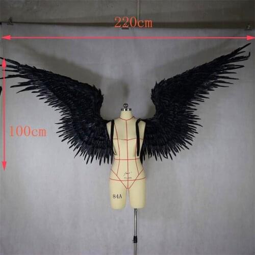 Childrens White Black Feather Angel Wings For Dance Party Cosplay Costume Stage Show Masquerade Carnival Holiday Fancy Dress