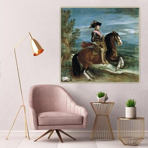 Diego Velazquez《Philip IV, On horseback》Canvas Art Oil Painting Poster Picture Wall Hanging Decor Home Living Room Decoration