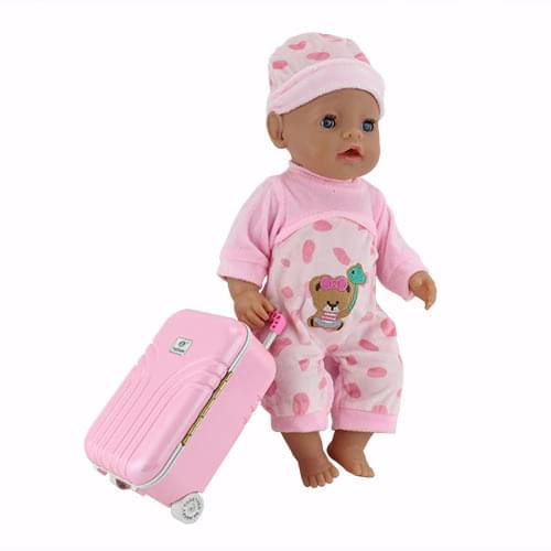 Travel Suitcase Doll Accessories Wear fit for 43cm-46cm Baby Doll Gift
