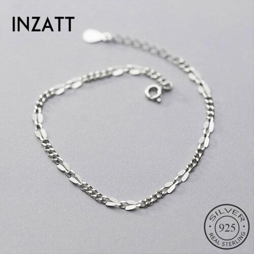 INZATT Real 925 Sterling Silver Geometric Chain Bracelet For Fashion Women Party Hiphop Fine Jewelry Minimalist Accessories Gift