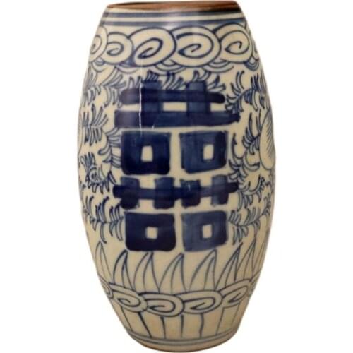 Exquisite antique collection of antique porcelain blue and white characters Handmade handicrafts Home Furnishing cricket tank