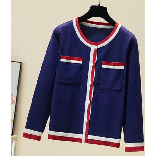 Cardigans Female Pockets Button Knitted Sweater Woman Vintage Pactwork O Neck Long Sleeve Tops Ropa Mujer Invierno 2021 Clothes