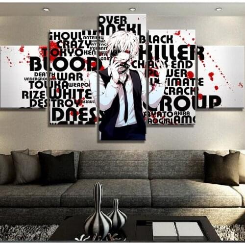 Canvas Art Painting 5 Piece Tokyo Ghoul Animation HD Print Paintings Wall Art Pictures for Living Room Modern Decorating