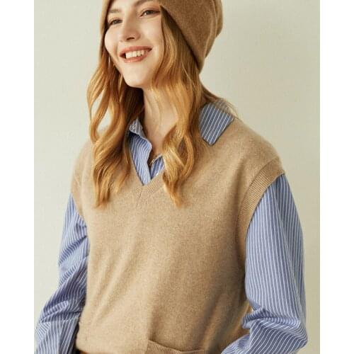 Cashmere Sweater Vest Womens Winter Warm Wool Vest Outer Wear V-neck Knitted Cashmere Sweater Plus Size Autumn Sweater Vest