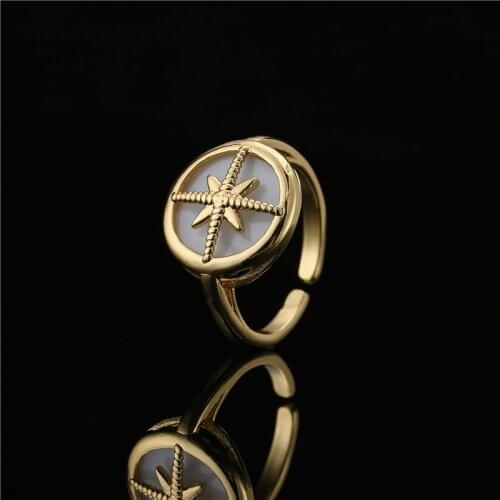 Fashion Gold Color White Shell Geometric Open Ring For Women Girl Unique Design Female Party Jewelry Accessories Wholesale
