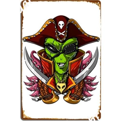 Space Alien Pirate Captain Metal Signs Wall Decor Club Bar Custom Wall Mural Tin sign Posters